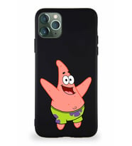 Apple iPhone 11 Pro Max Soft Premier Kapak Patrick Yıldız Tasarımlı Silikon Kılıf - Siyah (Şeffaf)