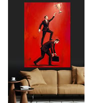 Başarıya Ulaşan İş İnsanı Dekoratif Kanvas - Mdf Ahşap Tablo