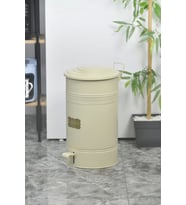 Pedallı Metal Galvaniz Mutfak Banyo Kapaklı Çöp Kovası 30 Lt Krem