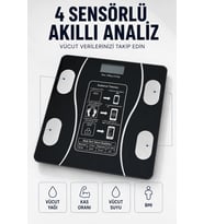 Bluetooth Akıllı Tartı 180 Kg Kapasiteli Vücut Yağ Kas Su Bmı Analizli Cam Baskül