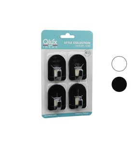QLUX L-00950 4PCS DOME ASKI NO-2 KUBBELİ - SİYAH - BEYAZ - PLASTİK ASKI YAPIŞKANLI MONTAJ GO-53-vice 01128