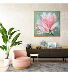 Pink Flower - Yağlı Boya Dokulu Tablo