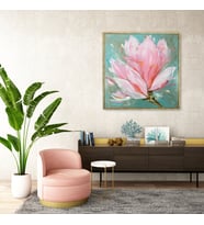 Pink Flower - Yağlı Boya Dokulu Tablo
