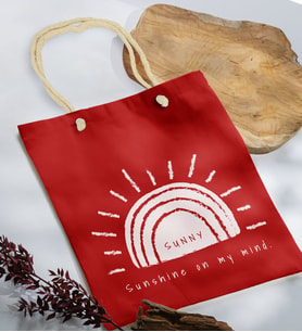 BK Gift Yaz Temalı Kırmızı Halat Saplı Kumaş Plaj Çantası -24, Baskılı Omuz Çantası, Alışveriş Çantası, Arkadaşa Hediye, Sevgiliye Hediye