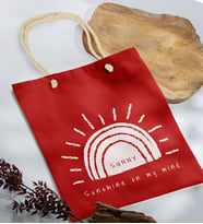 BK Gift Yaz Temalı Kırmızı Halat Saplı Kumaş Plaj Çantası -24, Baskılı Omuz Çantası, Alışveriş Çantası, Arkadaşa Hediye, Sevgiliye Hediye