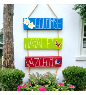 Bahçe Süsü Duvar Süsü Balkon Süsü Dekorasyon  ev hediyesi hediyeTeras Kapı Süsü Mutfak Süsü Hediyelik Eşya Ölçü 60*30 (Çok Renkli)