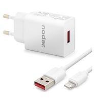 Lightning Hızlı Şarj Seti 12W 2.4A Usb Adaptörlü 1 M Pvc Kablolu Beyaz ND1001