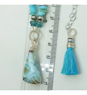 1854 Larimar el yapımı kolye
