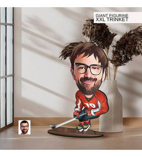 BK Gift Kişiye Özel Hokey Oyuncusu Karikatürlü Büyük Boy Ahşap Biblo-1 Arkadaşa Hediye , Sevgiliye Hediye, Kişiye Özel Biblolar