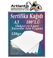 A3 Sertifika Kağıdı Kalın 100 Adet Gramajlı Fotokopi Kağıdı 120 gr Tüm Yazıcılara Uyumlu 29.7x42 cm Kalın Baskı Kağıdı (Beyaz)