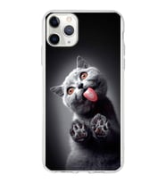 PrintiFy Apple  iPhone 11 Pro Max ile Uyumlu 1mm Slim Fit Kedi 2 050c Baskılı Şeffaf  Kılıf