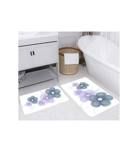 Rovigo Home Dijital Baskılı 2'li Banyo paspas Takımı RVG5258 (Mavi)