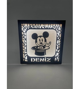 Sihirli Mickey Mouse Kişiye Özel Gece Lambası Beyaz