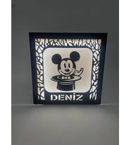 Sihirli Mickey Mouse Kişiye Özel Gece Lambası Beyaz