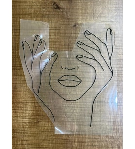 23X20 CM ÜTÜ İLE YAPIŞAN KADIN SİLÜET SİYAH ÇİZGİ TRANSFER BASKI ARMA