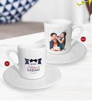 BK Gift Kişiye Özel Babalar Günü Hediyesi Fotoğraflı Türk Kahvesi Fincanı-32 (Beyaz)