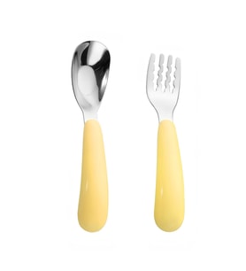 Paslanmaz Çelik Sarı Bebek Çocuk Kaşık ve Çatal Set cin770sr