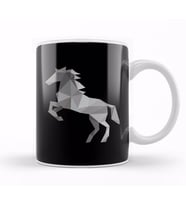 Geometric Animal Grey Horse Kupa Bardak Porselen