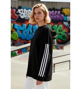 Kadın Bisiklet Yaka Düşük Kol Uzun Kollu Geniş Kalıp Sweatshirt Fonksiyonel Dayanıklı Spor