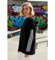 Kadın Bisiklet Yaka Düşük Kol Uzun Kollu Geniş Kalıp Sweatshirt Fonksiyonel Dayanıklı Spor