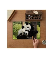 Sevimli Kardeş Pandalar Tasarımı 240 parça Ahşap Puzzle Ahşap Kutuda MP01066