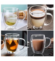 Şeffaf Çift Cidarlı Cam Kupa 350ml