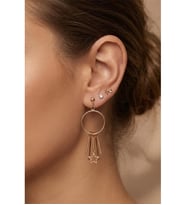 METAL YILDIZ HALKA SALLANTILI KÜPE SET