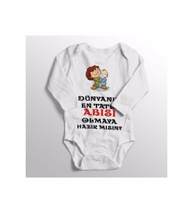 Unisex Bebek Beyaz Baskılı Zıbın