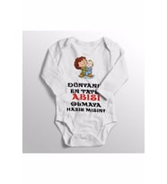 Unisex Bebek Beyaz Baskılı Zıbın