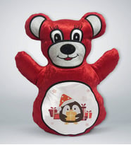 BK Gift Sevimli Penguen Tasarımlı Kırmızı Ayıcık Yastık-1