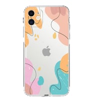 Apple iPhone 11 Uyumlu Kamera Korumalı Tıpalı Kapak Karışık Renkler Tasarımlı Şeffaf Kılıf