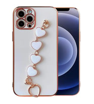 Ally iPhone 13 Pro 6.1inç Kılıf Kalp Bileklik Tutuculu Lüx Silikon Askılı Kıl - GLST6925-871 (Beyaz)