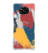 Xiaomi Poco X3 Pro Köşe Korumalı Antişok Kapak Brushstroke Tasarımlı Şeffaf Silikon Kılıf