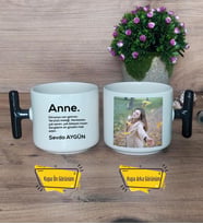 Anne Kupa Bardak Fotoğraflı T Siyah Kulplu Anneler Günü Hediyesi Anneye Hediye