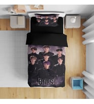 Erayshome  Hediyelik BTS Tek Kişilik 3d Nevresim Takımı (Siyah)