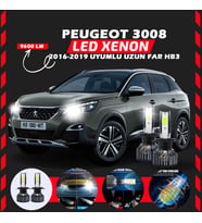 Peugeot 3008 2016-2019 Uzun Far Uyumlu Şimşek Etkili Led Xenon Pro Series HB3