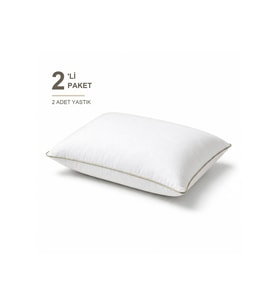 Biyeli Yastık 2'li Paket 50x70 cm 700 gr Boncuk Silikon Elyaf Dolgulu Bej