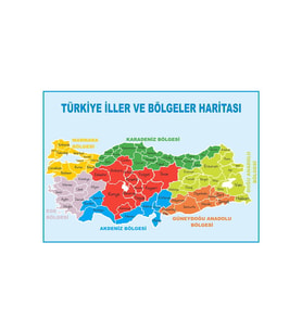 Türkiye İller Ve Bölgeler Haritası 70*100