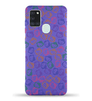 Samsung Galaxy A21s Uyumlu Lansman Kılıf Hello Kitty Tasarımlı İçi Kadife Kapak-Mor (Şeffaf)