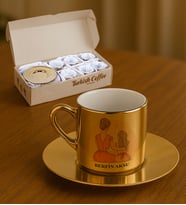 BK Gift Kişiye Özel Anneler Günü Tasarımlı Porselen Metalik Altın Kahve Fincanı 6 'lı Set-5, Anneye Hediye, Anneler Günü Hediyesi
