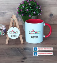 Eczacı Kupa Bardak Kırmızı ve Ahşap Anahtarlık HediyeEczacıya Hediye Eczacılar Günü Hediyesi (Model 1)