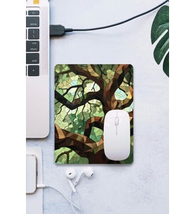 SonicTouch Mozaik Ağaç Pürüzsüz Yüzey Kaymaz Taban Dikişsiz Kenar Gamer Oyuncu Mouse Pad 19x23cm