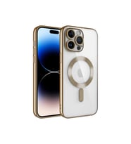 Apple iPhone 15 PRO MAX Kılıf Kamera Lens Korumalı Renkli Magsafe Şeffaf Silikon (Gümüş)