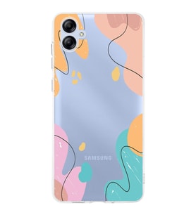 Samsung Galaxy A04e Uyumlu Kamera korumalı Kapak Karışık Renkler Tasarımlı Şeffaf Kılıf