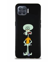Oppo Reno 4 Lite Soft Premier Kapak Squidward Dokunaç Tasarımlı Silikon Kılıf - Siyah (Şeffaf)