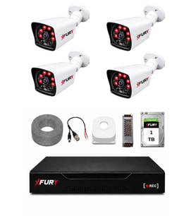 FURY 4 Kameralı Güvenlik Kamera Seti 2MP 1080P Full HD 6 Atom LED Gece Görüşlü 1 TB HDD 5525