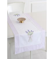 Bordürlü Lavanta İşlemeli 50x130 cm Runner (Lila)