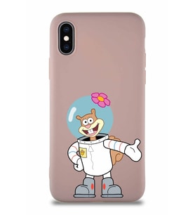 Apple iPhone X Soft Premier Kapak Sandy Tasarımlı Silikon Kılıf - Pudra (Şeffaf)