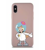 Apple iPhone X Soft Premier Kapak Sandy Tasarımlı Silikon Kılıf - Pudra (Şeffaf)