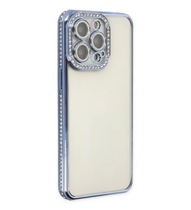 Newface Apple iPhone 14 Pro Kılıf Joke Taşlı Silikon - Mavi